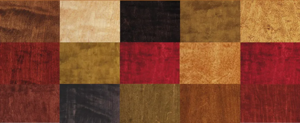 Water-Based Wood Stains are available in a variety of deep, rich colors